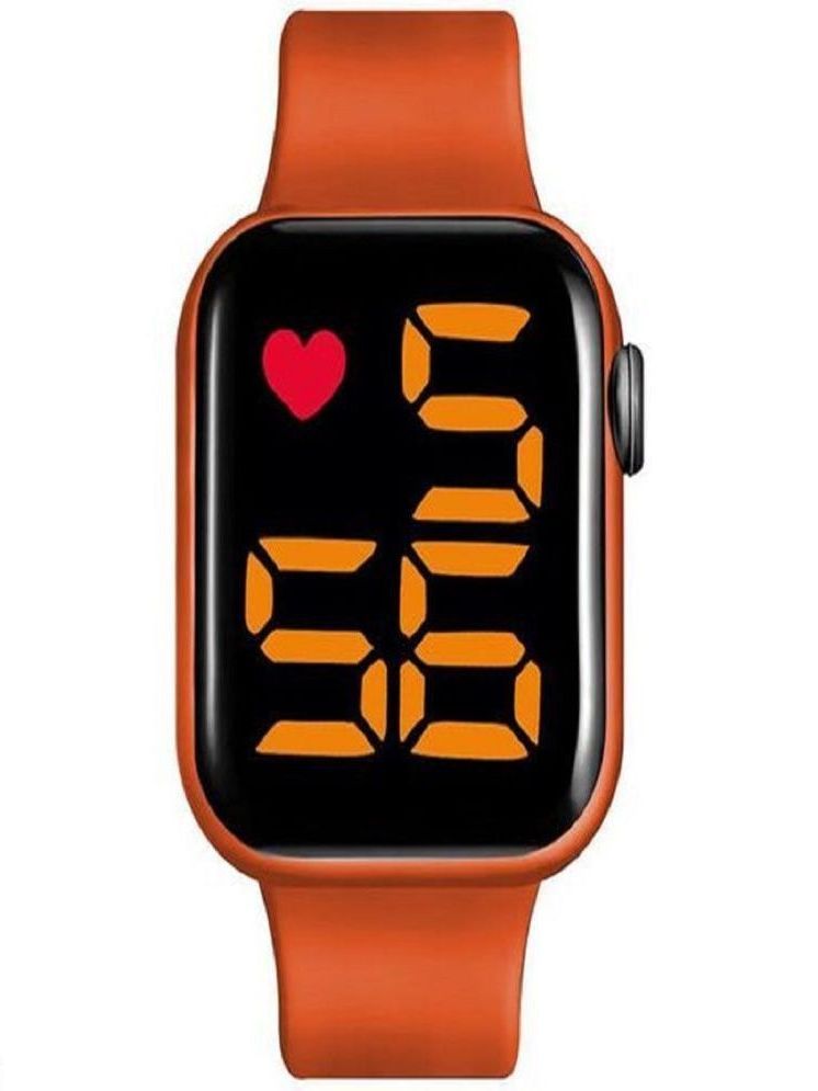     			Rhonium Orange Silicon Digital Men's Watch