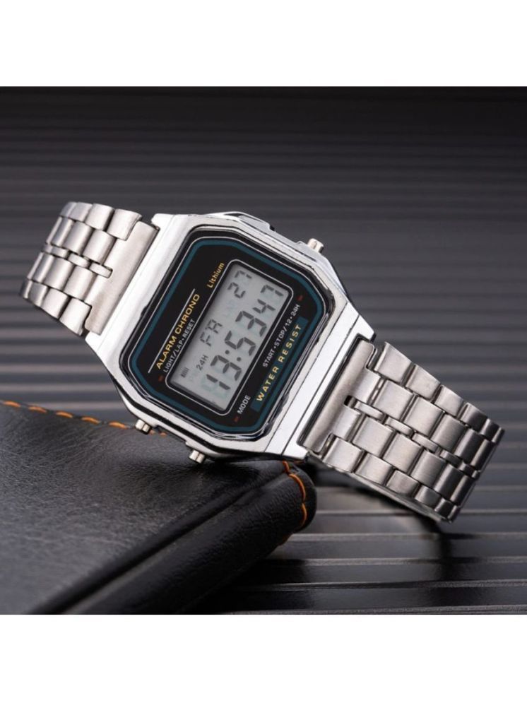     			Rhonium Silver Metal Digital Men's Watch