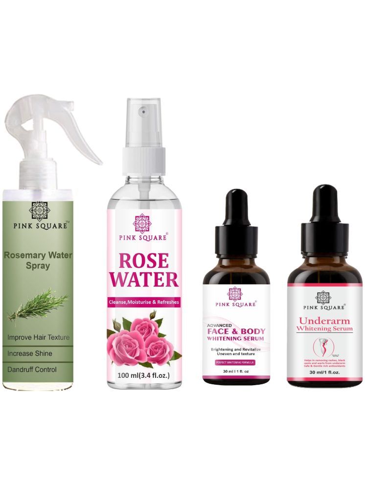     			Rosemary Water Hair Spray 100ml, Hydrating Fresh Rose water 100ml, Face-Body Whitening Serum 30ml & Underarm Whitening Serum 30ml Combo 4