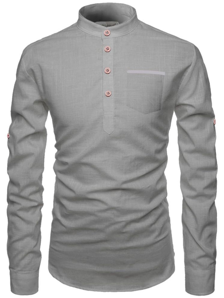     			Vida Loca Grey Cotton Blend Men's Shirt Style Kurta ( Pack of 1 )