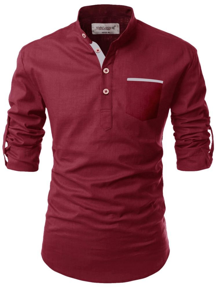     			Vida Loca Maroon Cotton Blend Men's Shirt Style Kurta ( Pack of 1 )