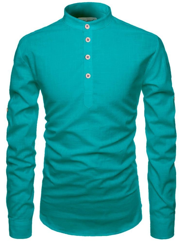     			Vida Loca Teal Cotton Blend Men's Shirt Style Kurta ( Pack of 1 )