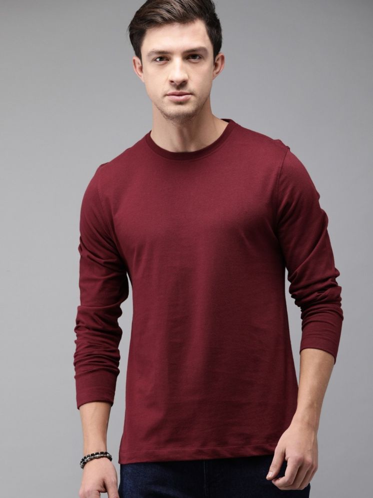     			curvy comfort Cotton Blend Regular Fit Solid Full Sleeves Men's Round T-Shirt - Maroon ( Pack of 1 )