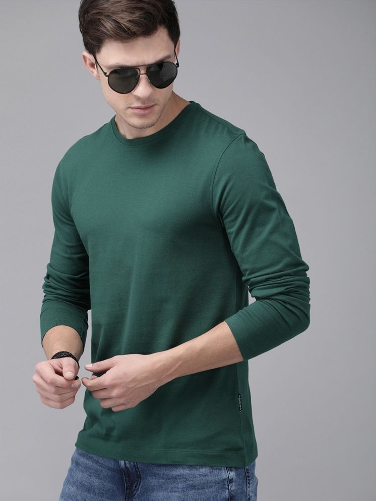     			plusperfaction Cotton Blend Regular Fit Solid Full Sleeves Men's Round T-Shirt - Green ( Pack of 1 )