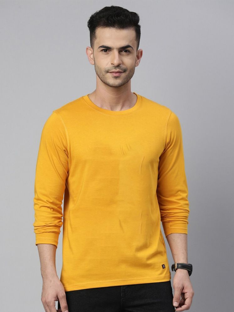     			plusperfaction Cotton Blend Regular Fit Solid Full Sleeves Men's Round T-Shirt - Mustard ( Pack of 1 )