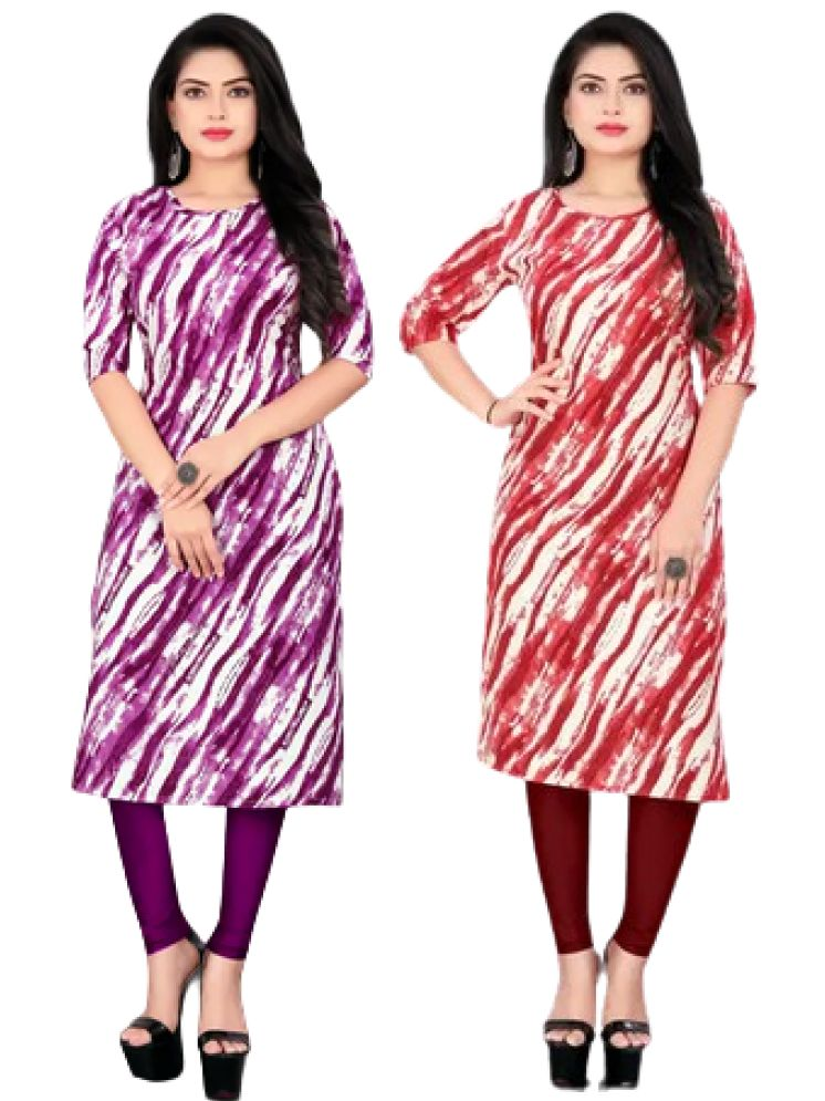     			DESIGNER DREAM Crepe Printed Straight Women's Kurti - Purple,Red ( Pack of 2 )