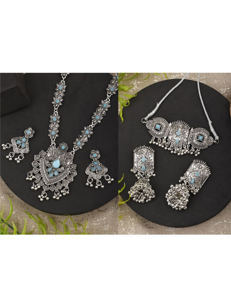     			PUJVI Blue Alloy Necklace Set ( Pack of 1 )