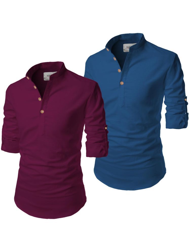     			Vida Loca Blue Cotton Blend Men's Shirt Style Kurta ( Pack of 2 )