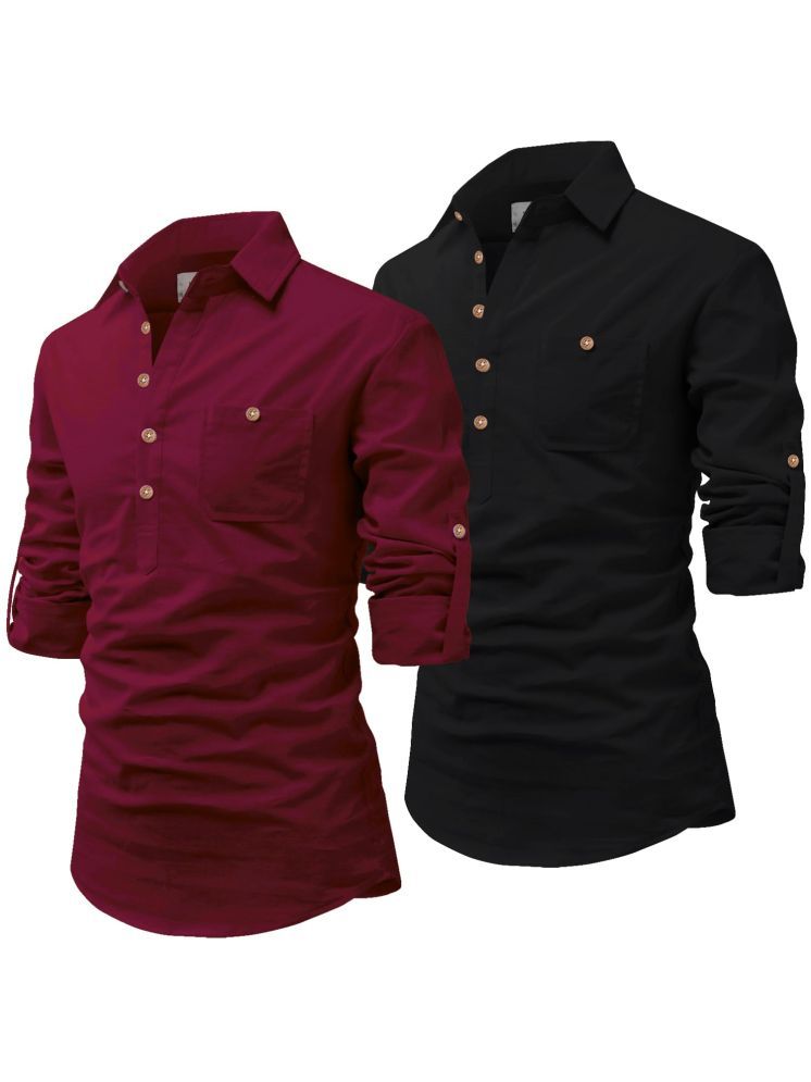     			Vida Loca Ercu Cotton Blend Men's Shirt Style Kurta ( Pack of 2 )