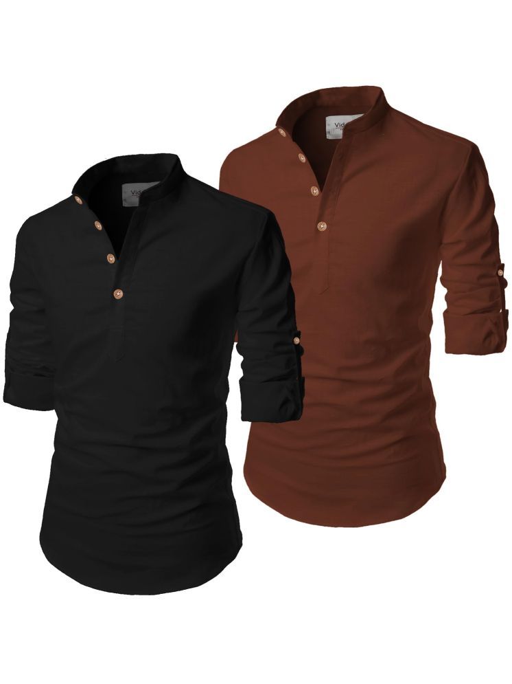     			Vida Loca Gold Cotton Blend Men's Shirt Style Kurta ( Pack of 2 )