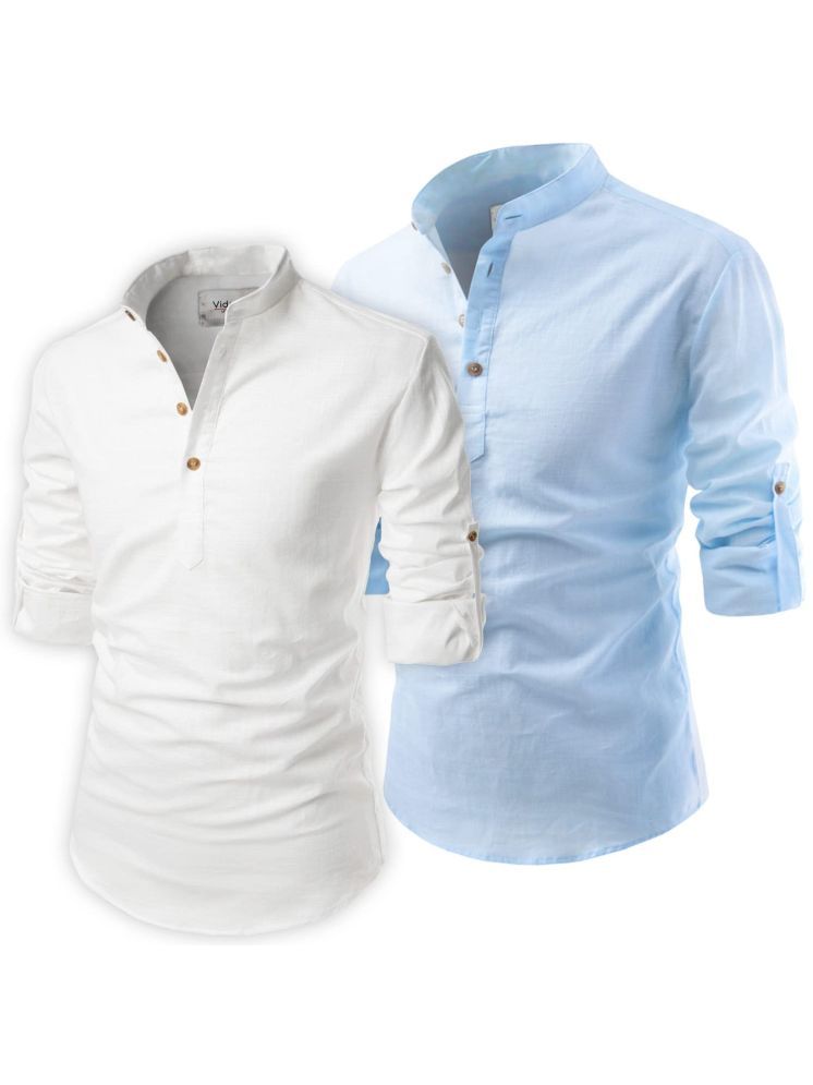     			Vida Loca Light Blue Cotton Blend Men's Shirt Style Kurta ( Pack of 2 )