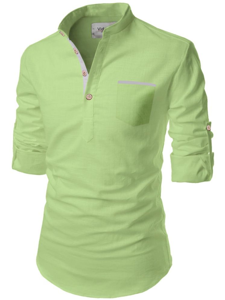     			Vida Loca Light Green Cotton Blend Men's Shirt Style Kurta ( Pack of 1 )