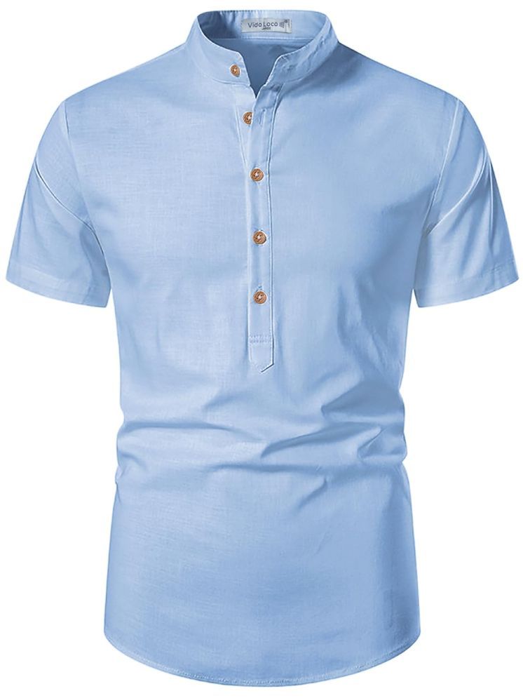     			Vida Loca Sky Blue Cotton Blend Men's Shirt Style Kurta ( Pack of 1 )