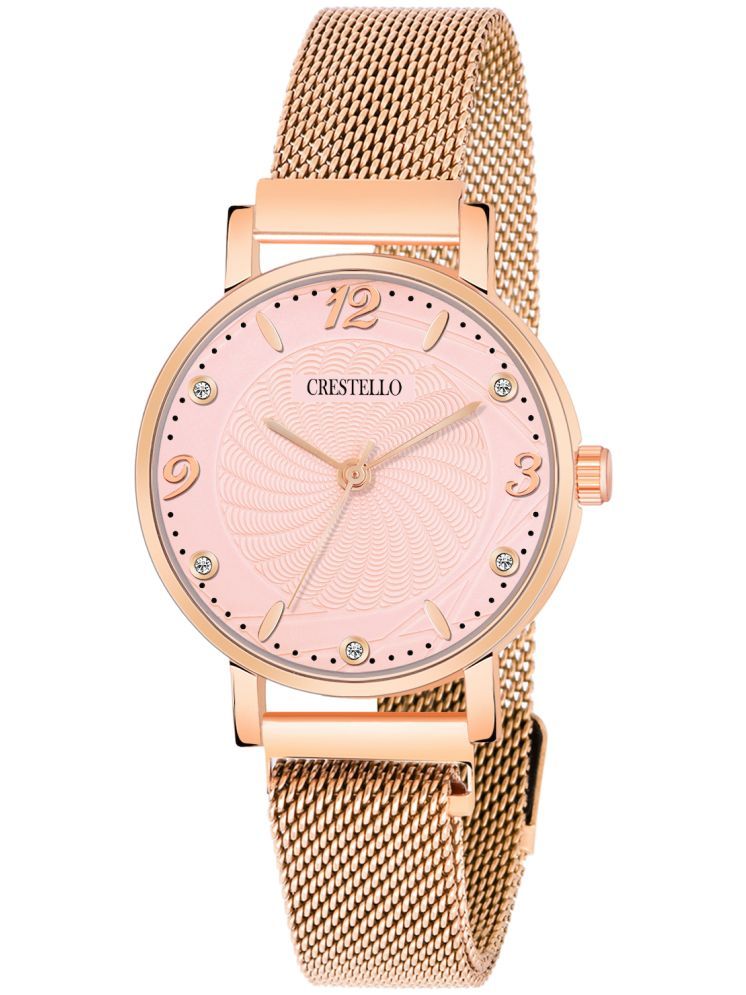     			Crestello Rose Gold Metal Analog Womens Watch