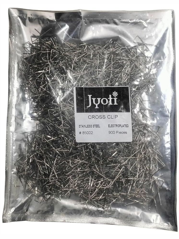     			Jyoti Cross Clip (900 Pcs of Stainless Steel in Electroplated Finish in a Pouch) Durable & Rust-Proof, Re-Usable Clamps for Holding Loose Papers & Document Organizing, Office, Stationery - Pack of 1