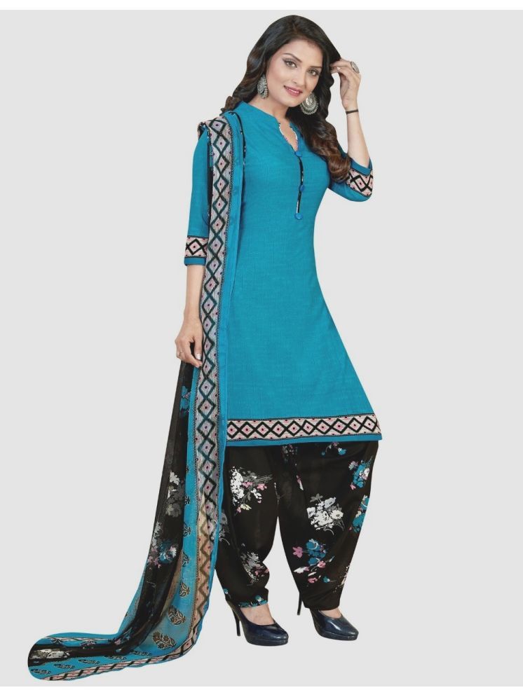     			Kkrish Unstitched Crepe Printed Dress Material - Blue ( Pack of 1 )