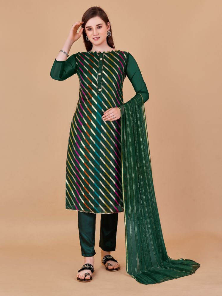     			Lady Shopi Unstitched Cotton Embroidered Dress Material - Green ( Pack of 1 )