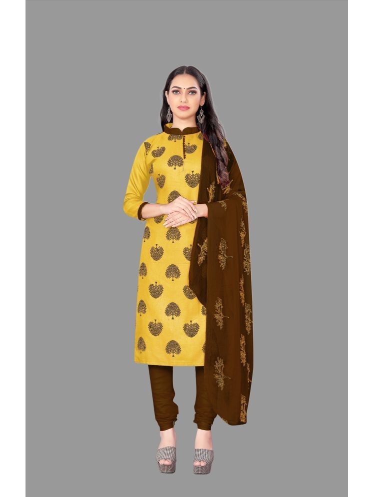     			Lady Shopi Unstitched Cotton Printed Dress Material - Yellow ( Pack of 1 )