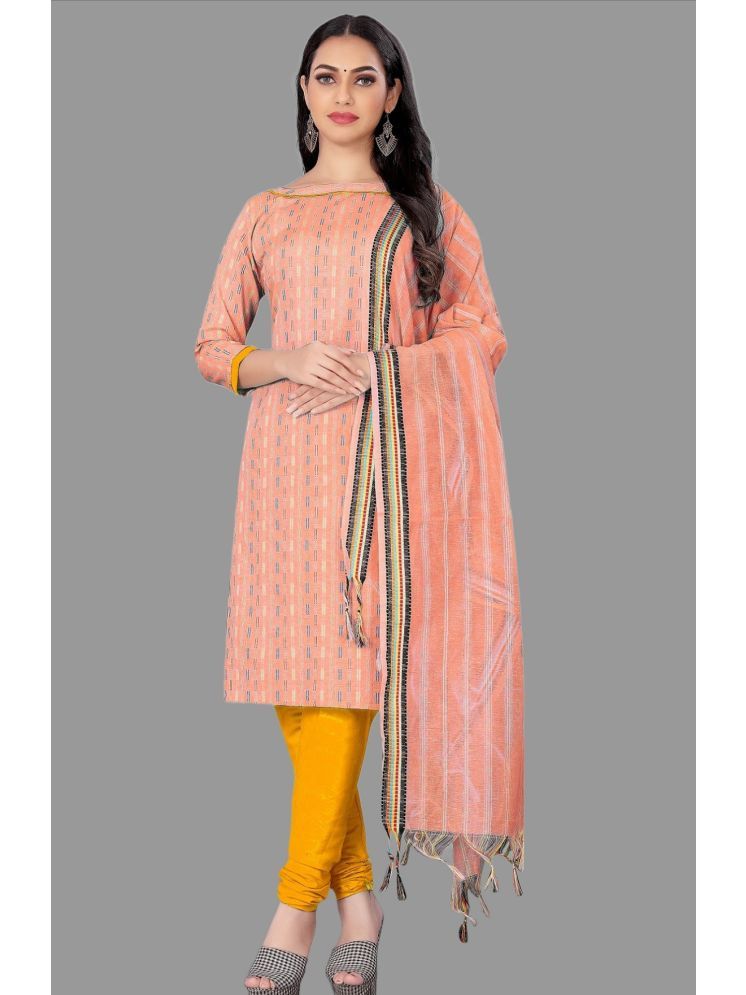     			Lady Shopi Unstitched Cotton Printed Dress Material - Orange ( Pack of 1 )