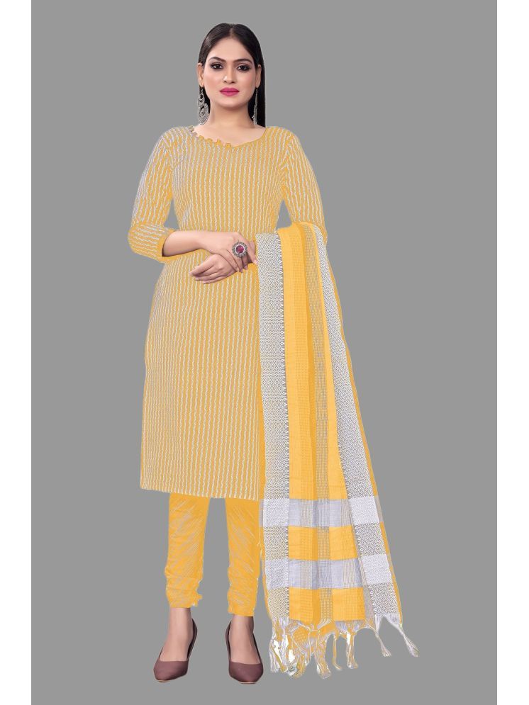     			Lady Shopi Unstitched Cotton Printed Dress Material - Yellow ( Pack of 1 )