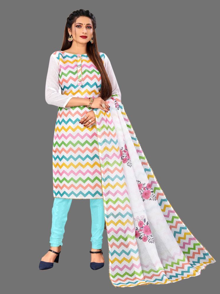     			Lady Shopi Unstitched Kota Embroidered Dress Material - Turquoise ( Pack of 1 )