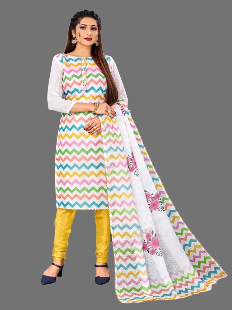     			Lady Shopi Unstitched Kota Embroidered Dress Material - Yellow ( Pack of 1 )