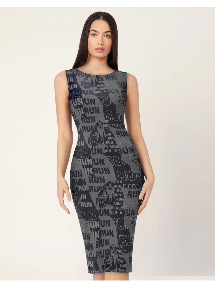     			TOOCHKI Lycra Printed Midi Women's Bodycon Dress - Black ( Pack of 1 )