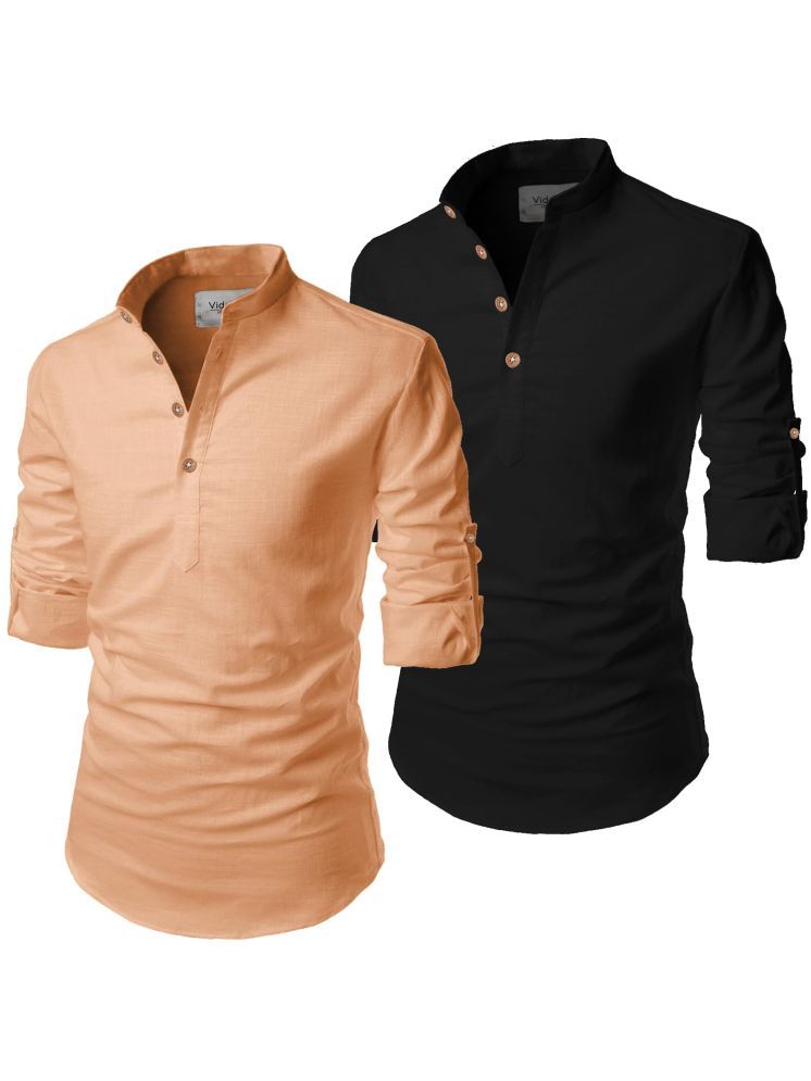     			Vida Loca Orange Cotton Blend Men's Shirt Style Kurta ( Pack of 2 )