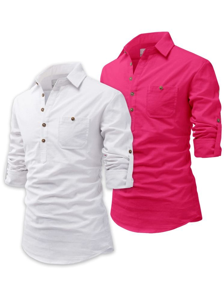     			Vida Loca Pink Cotton Blend Men's Shirt Style Kurta ( Pack of 2 )