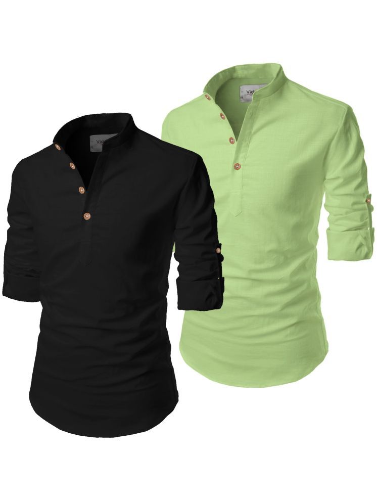     			Vida Loca Sea Green Cotton Blend Men's Shirt Style Kurta ( Pack of 2 )