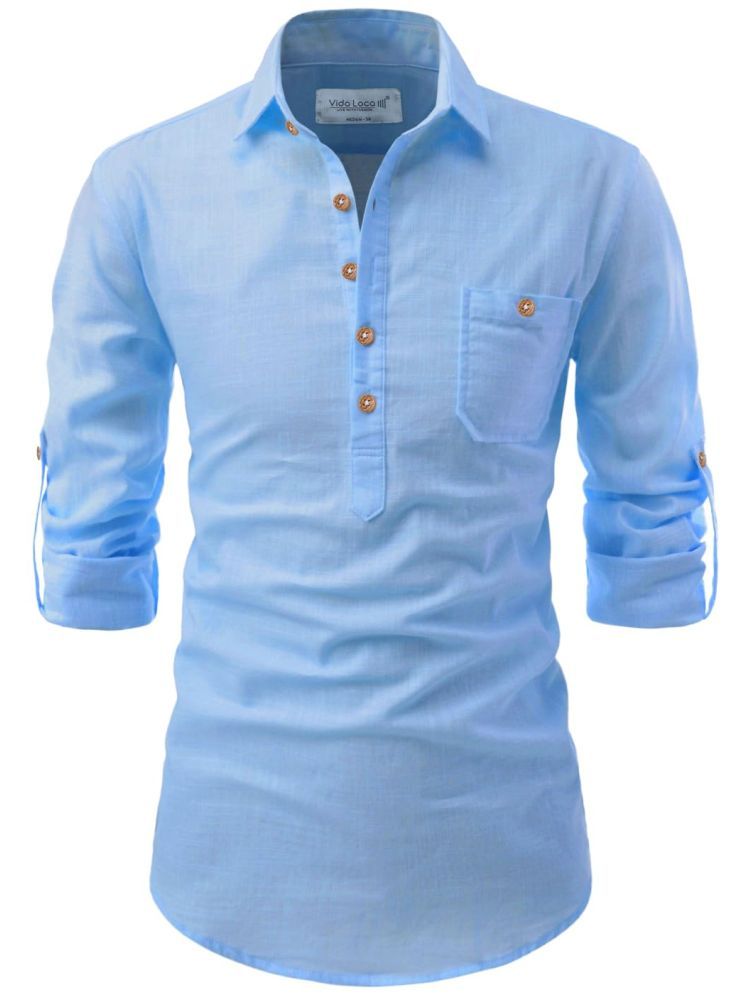     			Vida Loca Sky Blue Cotton Blend Men's Shirt Style Kurta ( Pack of 1 )