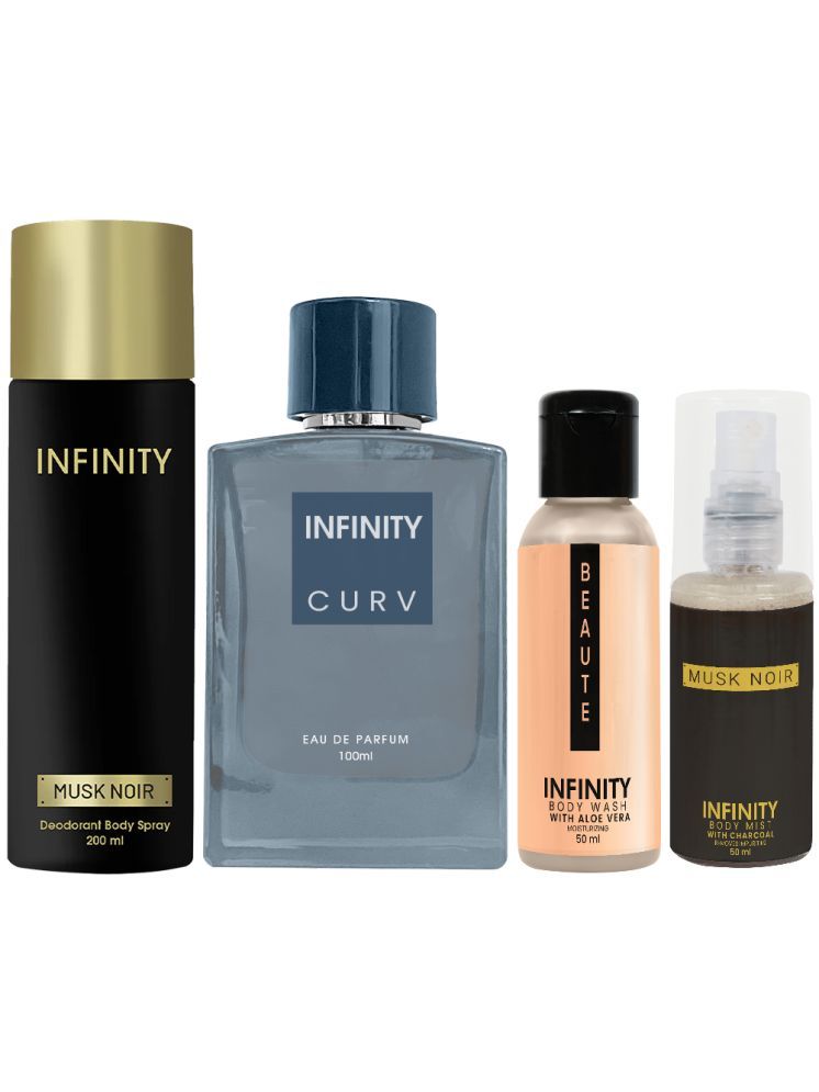     			Infinity Curv Perfume, Musk Noir Deodorant, Beaute Body Wash & Musk Noir Body Mist Pack of 4