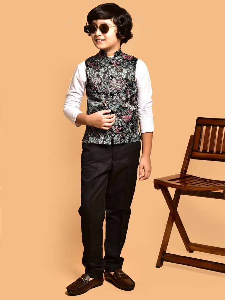     			PRINTCULTR Black Cotton Blend Boys Nehru Jacket ( Pack of 1 )