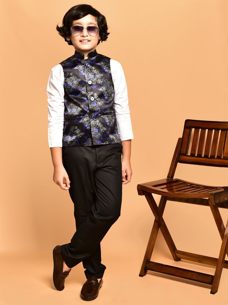     			PRINTCULTR Black Cotton Blend Boys Nehru Jacket ( Pack of 1 )