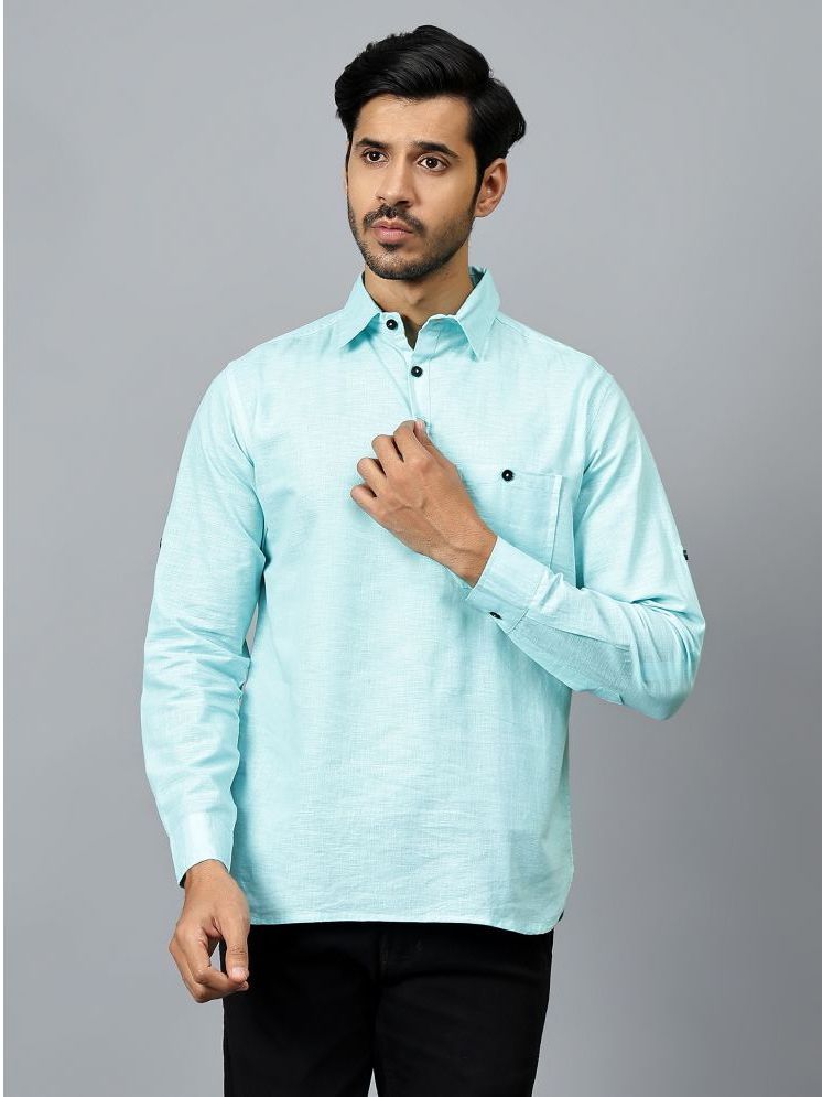     			Yugnik Light Green Cotton Men's Shirt Style Kurta ( Pack of 1 )