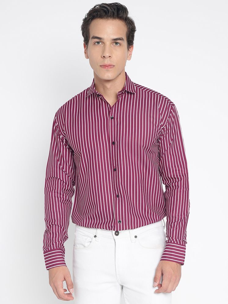     			colorwings Cotton Blend Slim Fit Striped Full Sleeves Men's Casual Shirt - Purple ( Pack of 1 )