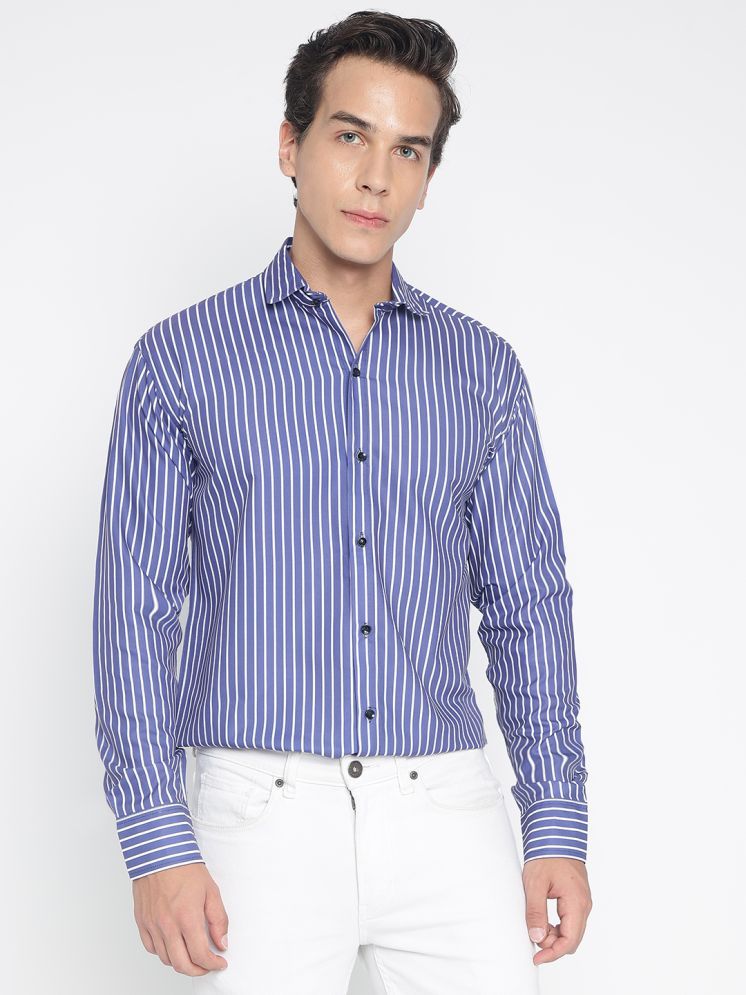     			colorwings Cotton Blend Slim Fit Striped Full Sleeves Men's Casual Shirt - Blue ( Pack of 1 )