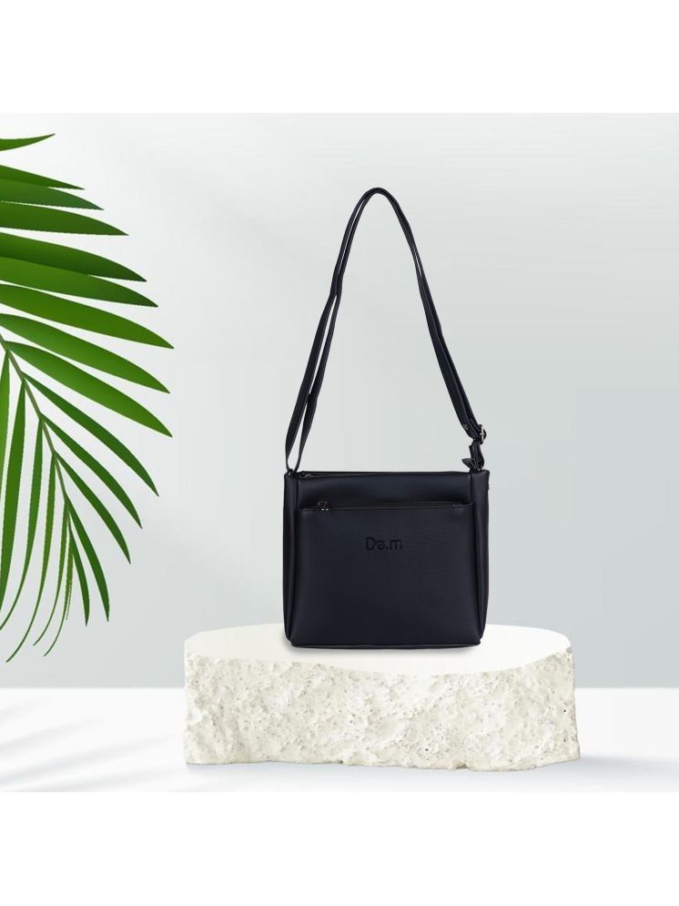     			demaabs Black PU Sling Bag