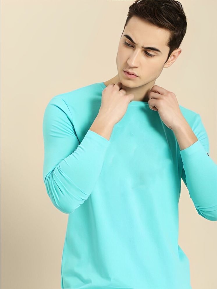     			plusperfaction Cotton Blend Regular Fit Solid Full Sleeves Men's Round T-Shirt - Sky Blue ( Pack of 1 )