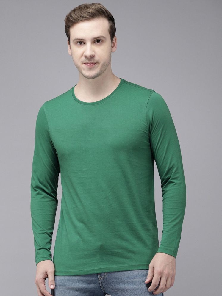     			plusperfaction Cotton Blend Regular Fit Solid Full Sleeves Men's Round T-Shirt - Green ( Pack of 1 )