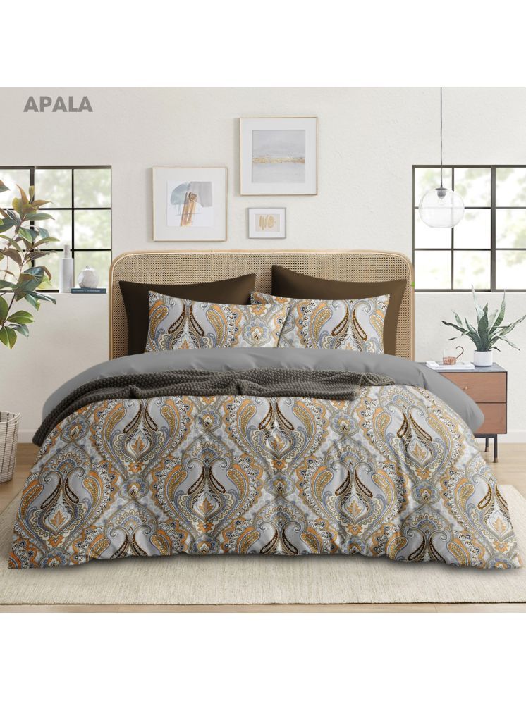     			Apala Microfiber Abstract 1 Double King with 2 Pillow Covers - Cream