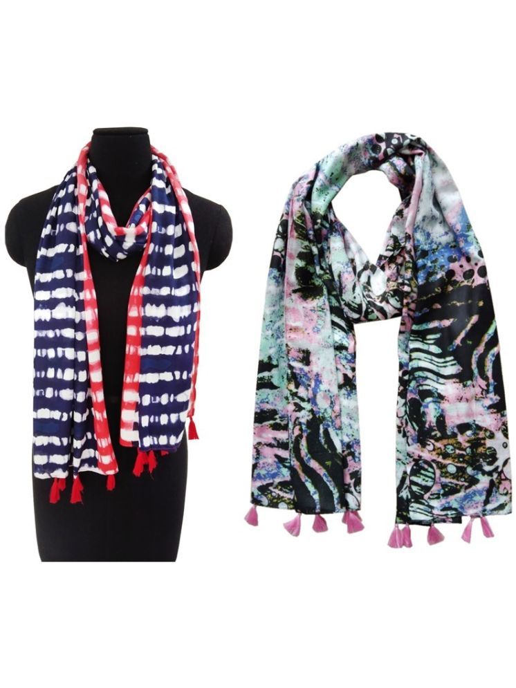     			JVNINE Multicolor Viscose Women's Scarf ( Pack of 2 )