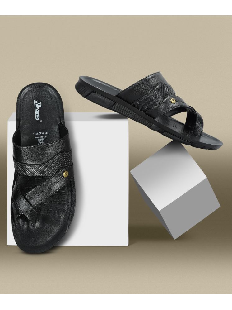     			Paragon Black Men's Leather Slipper