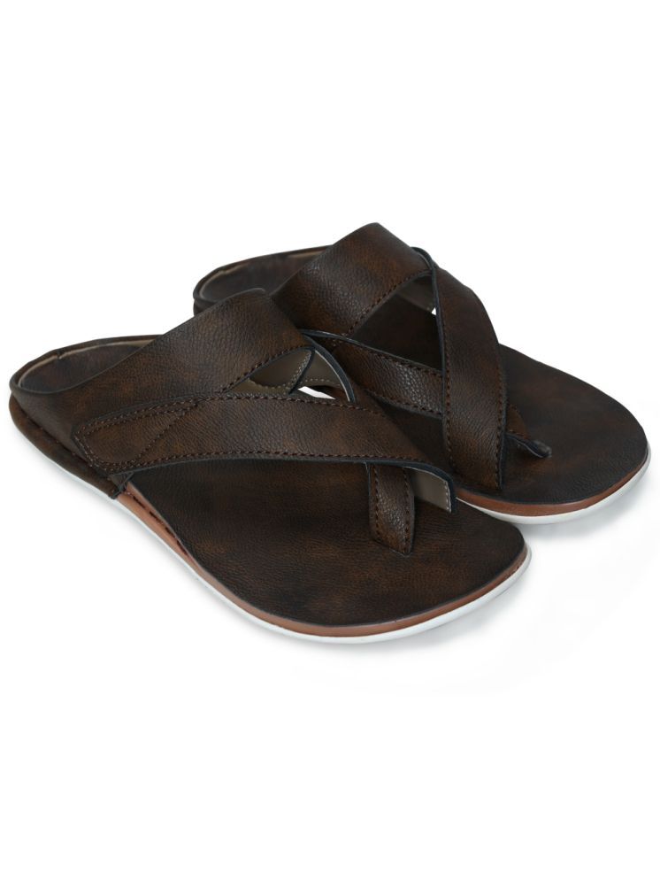     			STEPSOFT Brown Men's Leather Slipper