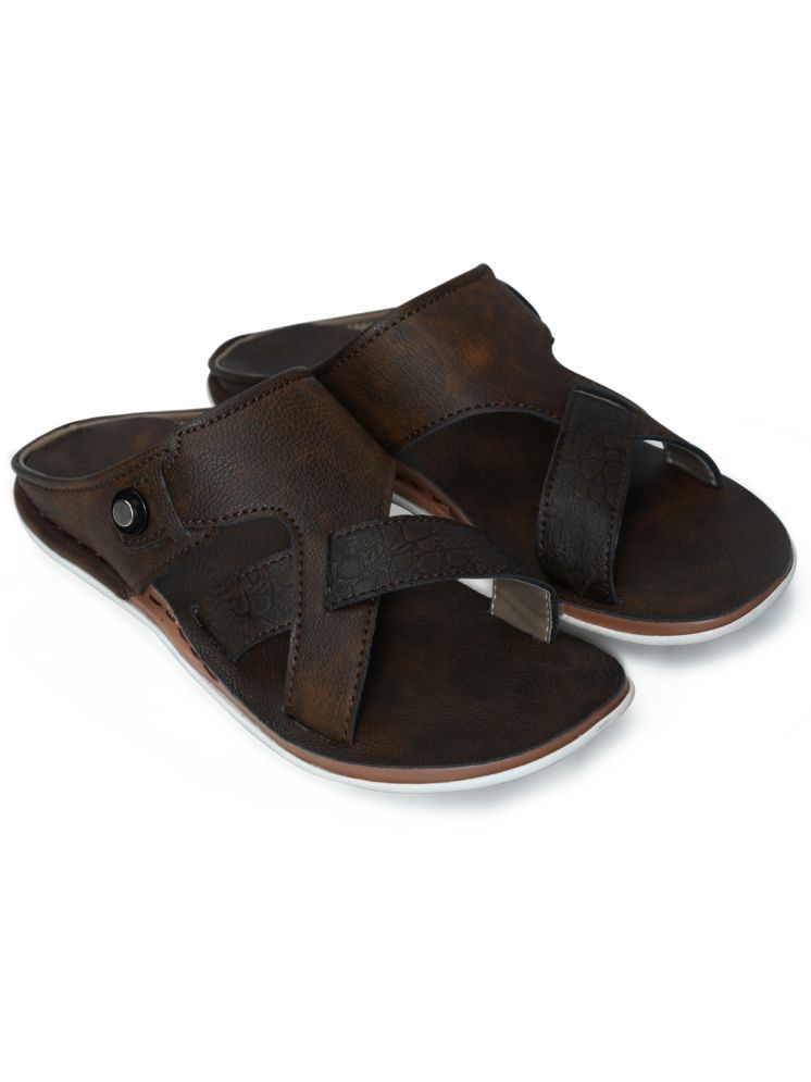     			STEPSOFT Brown Men's Leather Slipper