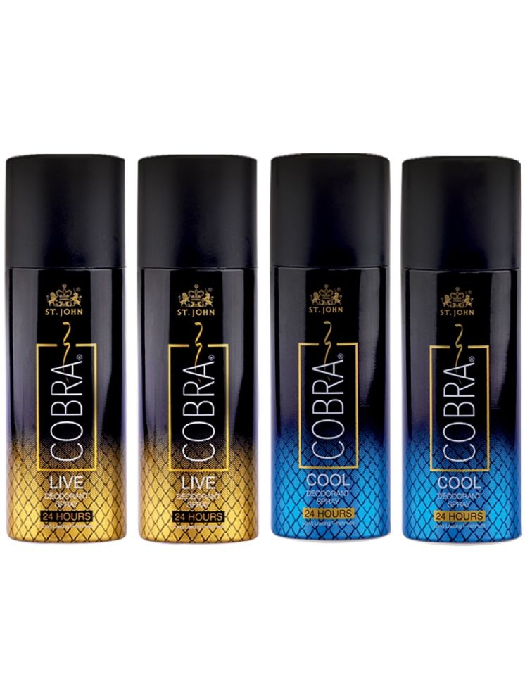     			St. John Cobra Live 50ml*2 & Cool 50ml*2, Cobra Deodorant Spray for Men 50 ml ( Pack of 4 )