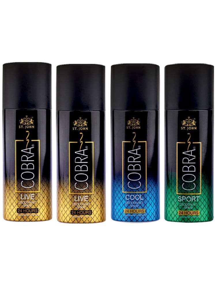     			St. John Live 50ml*2,Cool & Live 50ml Each, Cobra Deodorant Spray for Men 50 ml ( Pack of 4 )