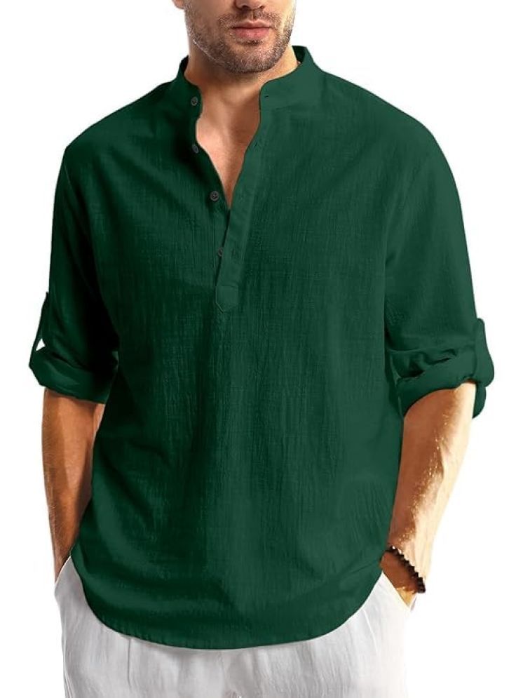     			Yugnik Green Cotton Men's Shirt Style Kurta ( Pack of 1 )