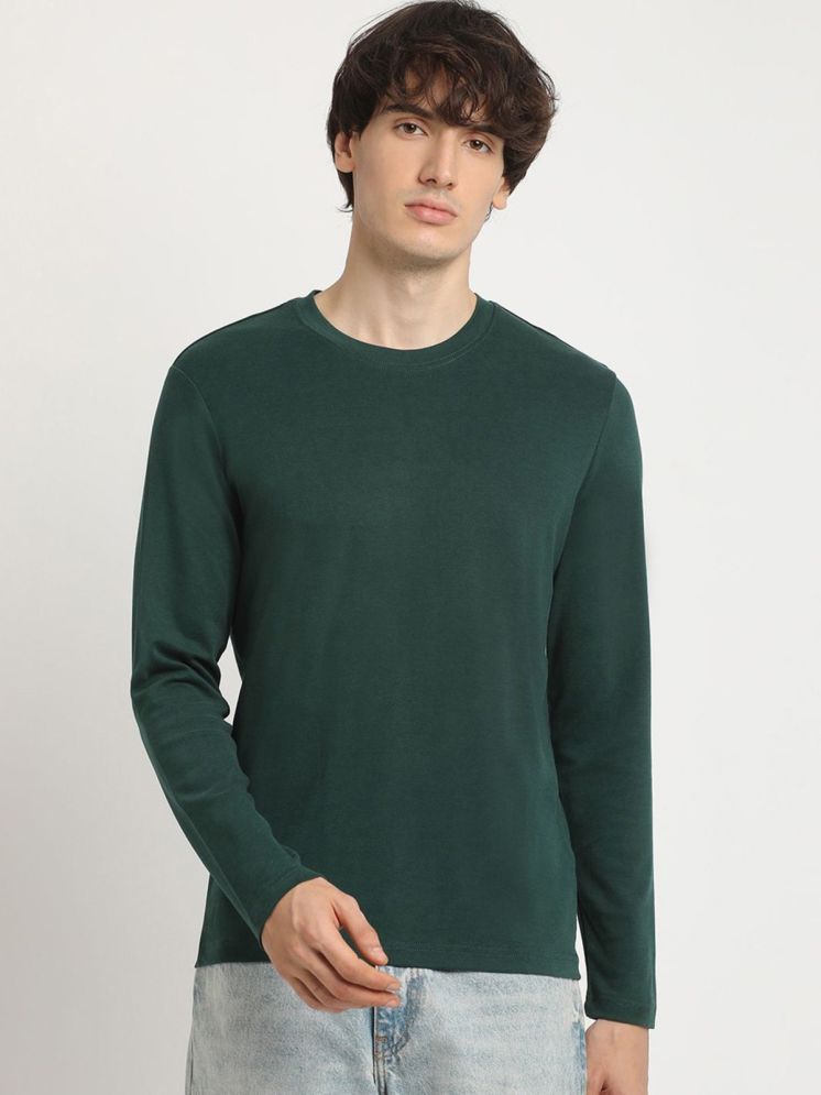     			curvy comfort Cotton Blend Regular Fit Solid Full Sleeves Men's Round T-Shirt - Green ( Pack of 1 )