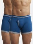 Jockey 1017 Men Super Combed Cotton Rib Solid Boxer Brief - Poseidon & Mid Grey Mel (Pack of 2)